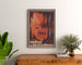 Vintage Pyrénées — Grottes de Bétharram poster, framed above a wooden dresser between plants.