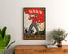 Vintage Stemt SDAP election poster, framed above a wooden sideboard, between plants.