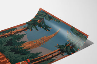 Vintage Thann industrial exhibition poster shown on a curved sheet, viewed in perspective.
