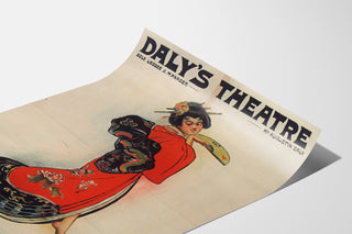 Vintage poster The Geisha, Daly’s Theatre, shown on a curved sheet, perspective view.