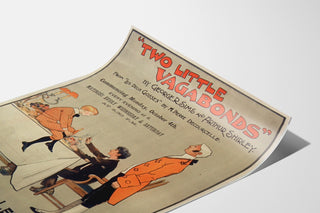 Vintage poster Two Little Vagabonds, shown on a curved sheet, perspective view.
