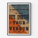 Vintage-Poster Verdun, fête sportive, in einem dünnen Rahmen an einer hellen Wand.