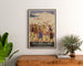 Vintage Villard-de-Lans poster, SNCF, framed above a wooden dresser between plants.