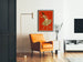 Vintage-Poster von Anna Held in Blumenrock auf rotem Hintergrund