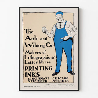 Poster pubblicitario vintage Ault and Wiborg per inchiostri da stampa