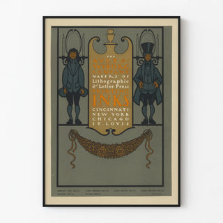Poster pubblicitario vintage per inchiostri di stampa Ault & Wiborg