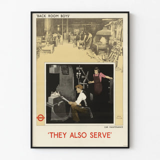 Poster artigianale vintage « Back Room Boys » Manutenzione Automobilistica