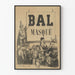 Vintage poster of the masked ball in black and white illustration