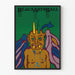 Plakat Kunstball mit farbiger fantastischer Figur