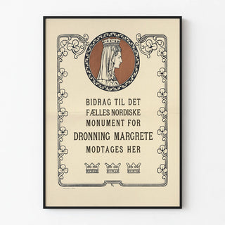 Poster illustrato vintage della regina Margrete e omaggio nordico