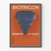 Vintage Biotrigon Poster - Blue Geometric Illustration on Orange Background
