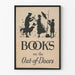 Poster vintage Books on the Out-of-Doors in silhouette noire