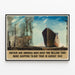 Vintage poster of British and American merchant ship — framed artwork on a wall