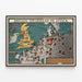 Vintage Poster of the British Map « Britain Spearhead of Attack » — framed artwork on a wall