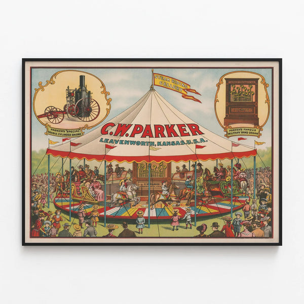c-w-parker-steam-riding-gallery-special-double-cylinder-engine-military-band-organ