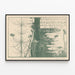 Vintage artistic poster with aquatic plants and fish — framed artwork on a wall