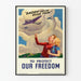Poster vintage patriottico 'Daddy Helps Build Them' protezione della libertà