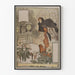 Poster decorativo invernale con donna con cappotto in un giardino innevato