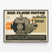 Vintage Advertising Poster for Flohr Berlin Engine — framed artwork on a wall