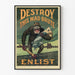 Poster vintage di reclutamento militare « Distruggi questa furia impazzita »