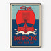 Vintage poster Die Woche with red boat on blue background