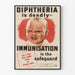 Vintage-Poster zur Sensibilisierung für die Impfung gegen Diphtherie