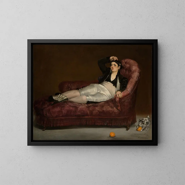 Junge Frau liegend in spanischer Tracht - Édouard Manet — gerahmtes Bild an der Wand