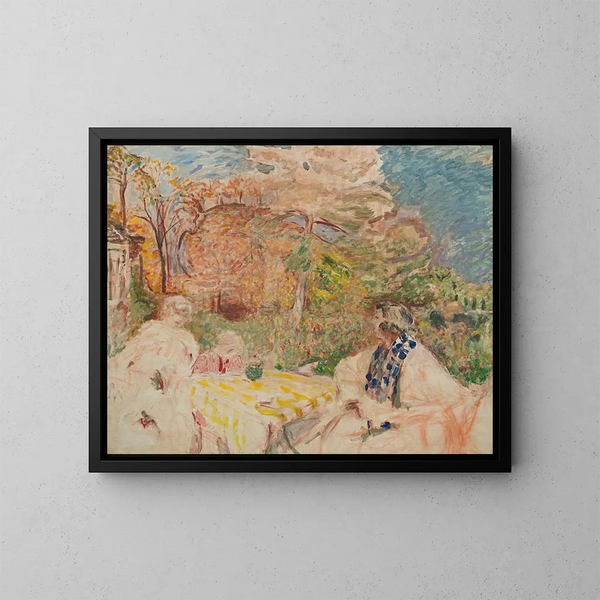Frauen und Kind im Clos von Cézanne - Édouard Vuillard — gerahmtes Bild an der Wand