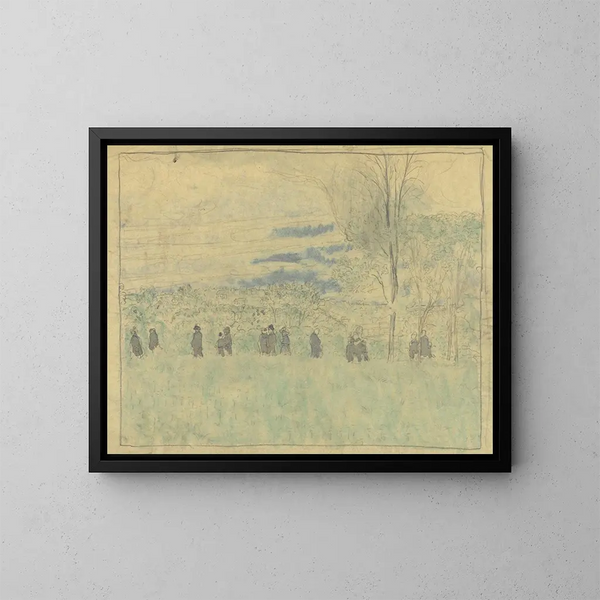 Landschaft mit Spaziergängern - Édouard Vuillard — gerahmtes Bild an der Wand