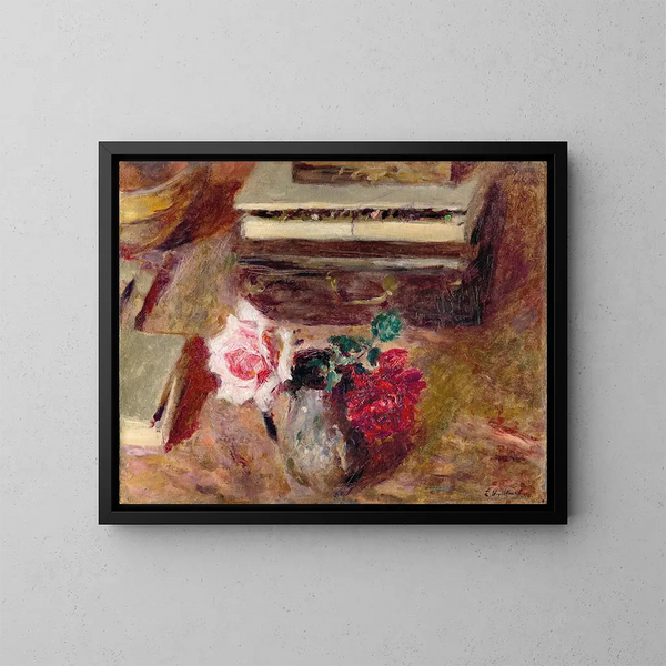 Le due rose e la scatola di pastelli - Édouard Vuillard — quadro incorniciato alla parete