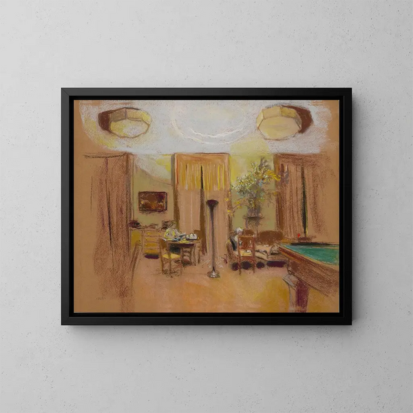 Lucy Hessel e Lulu nel grande salone alle Clayes - Édouard Vuillard — quadro incorniciato alla parete
