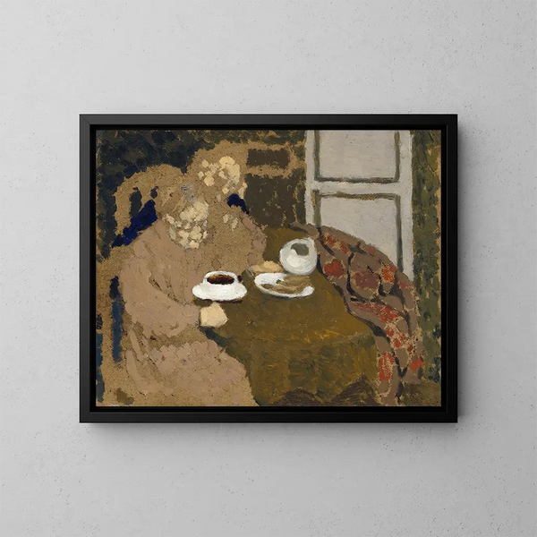 Zwei Frauen, die Kaffee trinken - Édouard Vuillard — gerahmtes Bild an der Wand