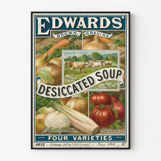 Poster vintage Edwards Desiccated Soup 4 varietà di verdure