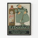 Poster pubblicitario vintage Erbonkel bottiglia e uomo che fuma la pipa