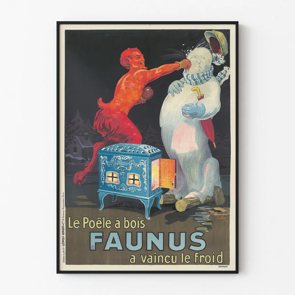 Poster vintage stufa a legna Faunus decorazione da parete