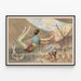 Vintage poster of male acrobats at the circus — framed artwork on a wall