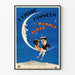 Poster vintage For Heaven's Sake su sfondo di luna blu