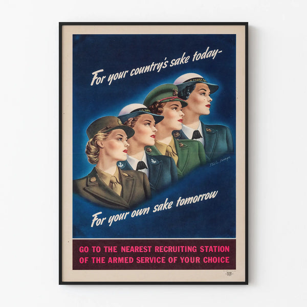 Vintage-Poster für weibliche Militärrekrutierung zur Wanddekoration