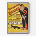 Vintage humorous caricature poster with character and black cat