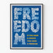 Decorative poster Freedom with blue and white floral patterns