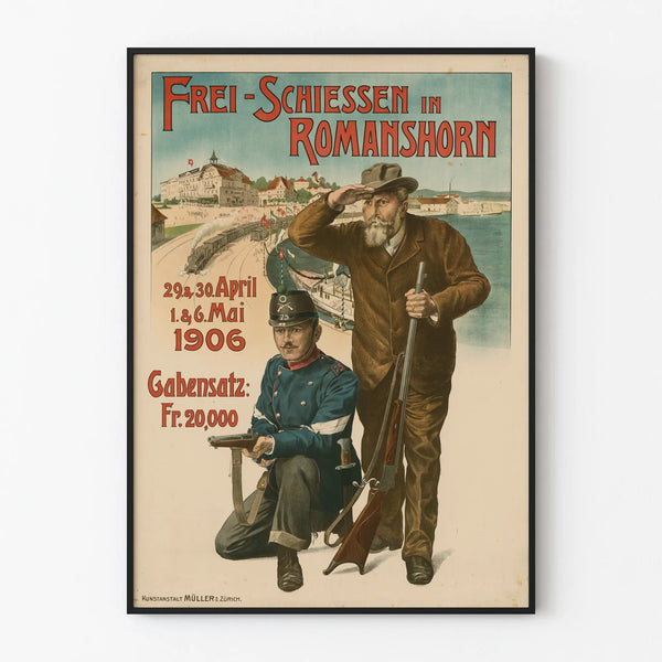 Poster vintage di tiro libero a Romanshorn 1906