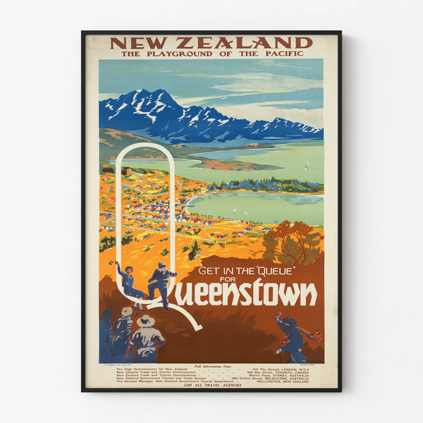 Vintage-Poster Neuseeland Queenstown Dekorativ