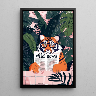 Tableau Tigre et Wild News - Jungle et Fantaisie