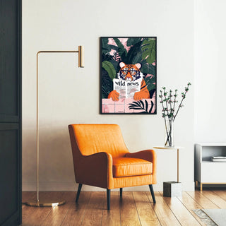 Tableau Tigre et Wild News - Jungle et Fantaisie