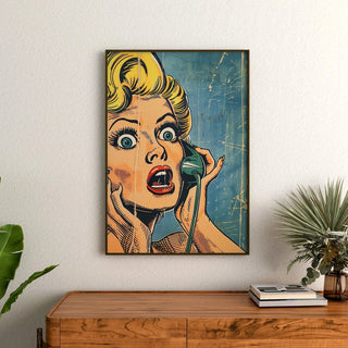 Tableau Pop Art - Surprise au Téléphone | Reproduction Tableau Décoration murale affiche copie