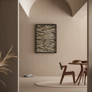 Manifesto Bohemien Ondulazioni Beige e Nero - Design Contemporaneo