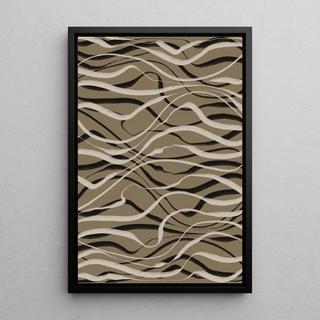 Manifesto Bohemien Ondulazioni Beige e Nero - Design Contemporaneo