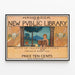 Vintage poster of the Boston Public Library — framed artwork on a wall