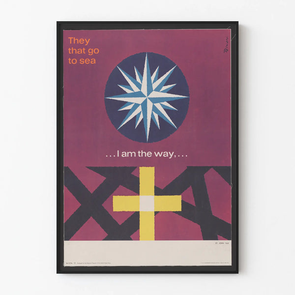 Poster decorativo da parete Croce e bussola marittima vintage