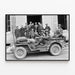 Military jeep with soldiers and civilians - Normandy landings — framed artwork on a wall